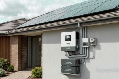 Inverter Solar Power system installed on a modern home rooftop, converting solar energy into efficient electricity for residential use.