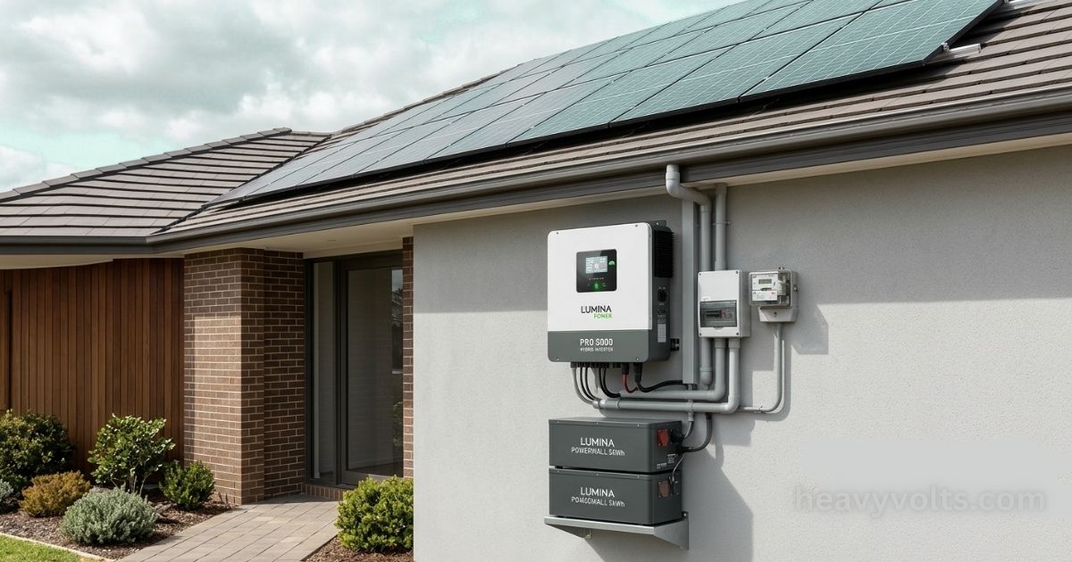 Inverter Solar Power system installed on a modern home rooftop, converting solar energy into efficient electricity for residential use.