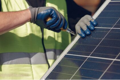 Plug in solar panels generating renewable energy for a residential home.