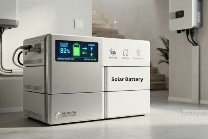 Solar battery storage unit installed at a UK home storing clean solar energy for evening use