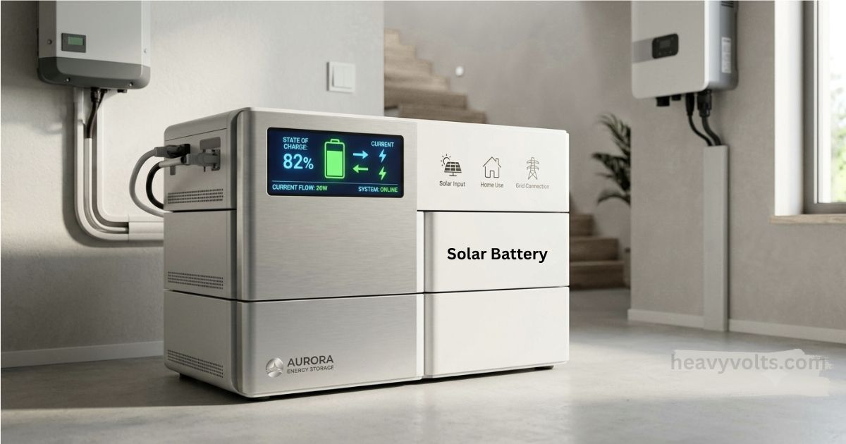 Solar battery storage unit installed at a UK home storing clean solar energy for evening use