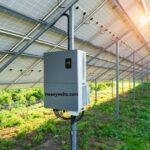 Solar inverter connected to rooftop solar panels converting sunlight into home electricity