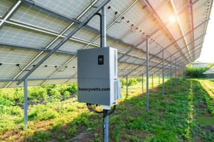 Solar inverter connected to rooftop solar panels converting sunlight into home electricity