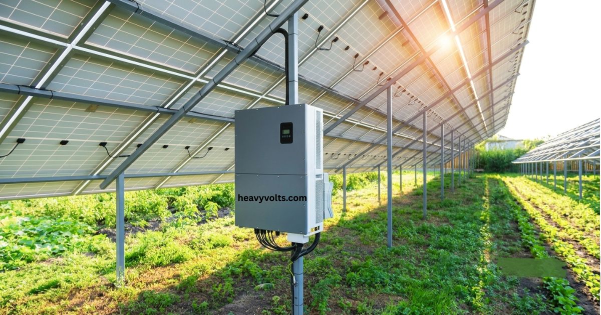 Solar inverter connected to rooftop solar panels converting sunlight into home electricity