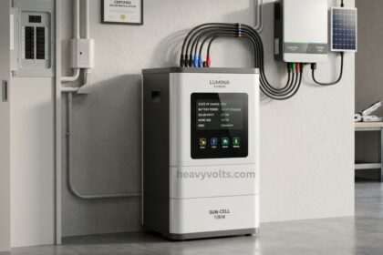 Solar Panel Battery installed alongside a rooftop solar energy system, storing excess solar power for efficient home energy use in the UK.
