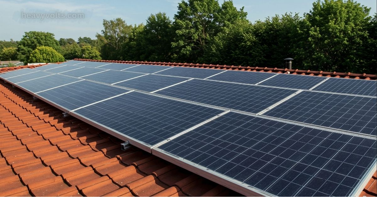 Solar roof tiles installed on a residential property for sustainable power.
