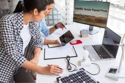 HMRC Solar Panel Fines guide with rooftop solar panels and UK tax documents explaining SEG income reporting.