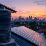 Solar thermal panels on a home roof heating water using sunlight