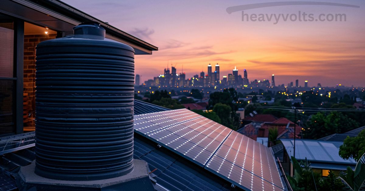 Solar thermal panels on a home roof heating water using sunlight