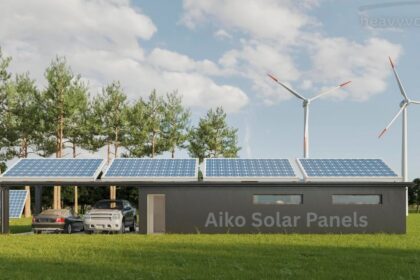 Aiko Solar Panels installed on a home roof, showcasing modern solar technology and energy-efficient power generation.