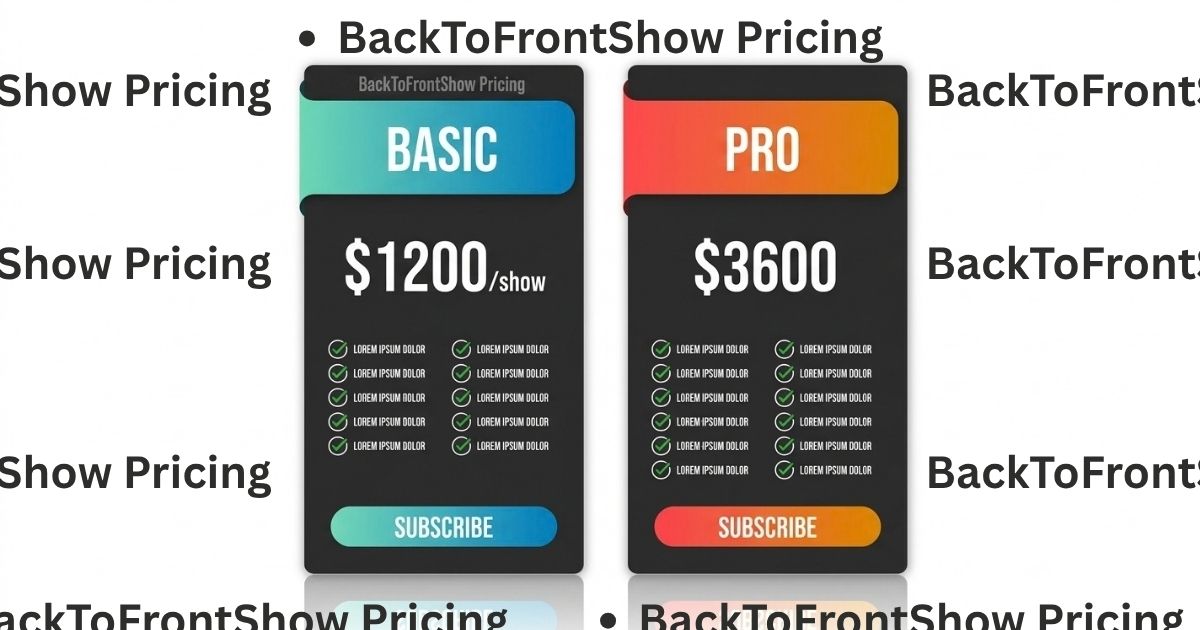 BackToFrontShow Pricing guide showing plans, costs, and pricing details to help users understand available options and choose the right service.